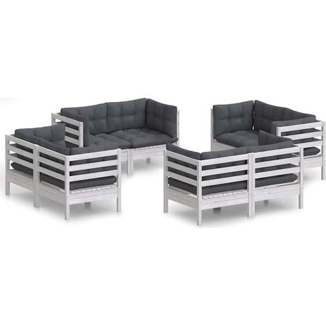 Maison Exclusive - 8-tlg. Garten-Lounge-Set mit Anthrazit Kissen (1/5)
