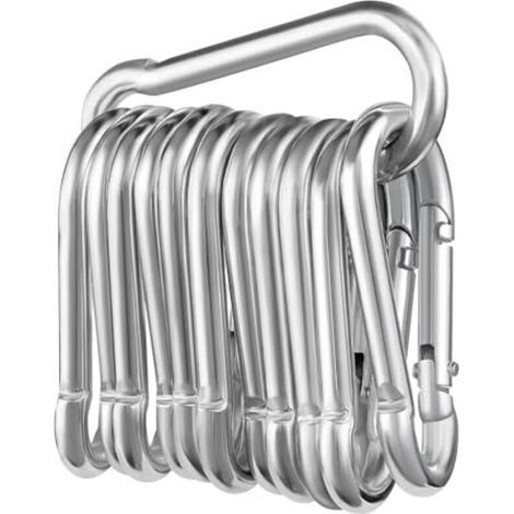 Set mit 12 Karabinern, Φ660 mm, Maximale Belastung 180 kg, Rostbeständig, Verzinkte Kletterhaken, Karabiner für Schlüsselanhänger, Hängematten, Camping, Angeln, Markisen usw. (1/5)