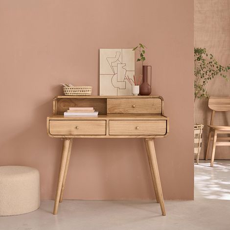 Bureau en bois de mindi massif 90 cm (1/5)