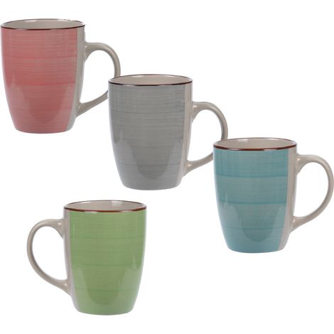 Kaffeetasse 250 ml weiß / bunt - 4er Set