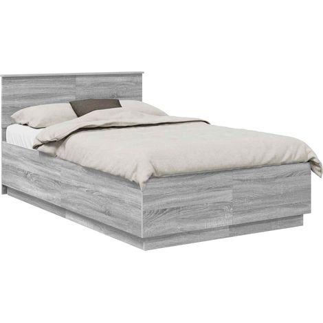 Estructura de cama con cabecera Gris Sonoma 135 x 190 cm vidaXL