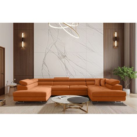 Wohnlandschaft Schlafsofa Sofa CARMELO in Stoff Nova Orange (1/3)