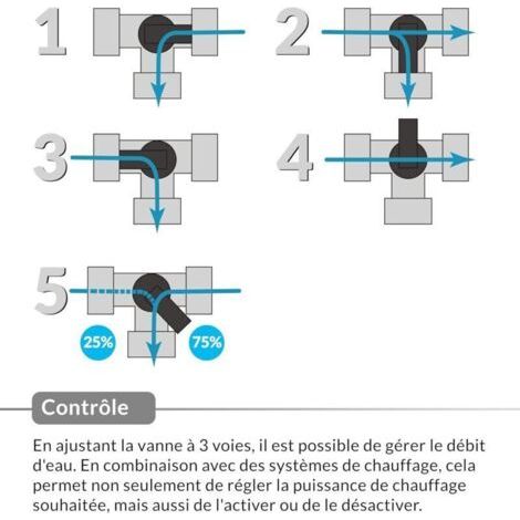 NALOOKAMIC Vanne de dérivation à 3 voies , filetage femelle de 1,25\ (1/3)