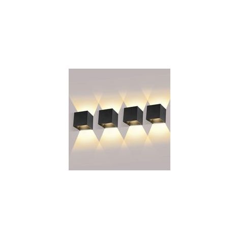 4 Pack Applique Murale Interieur/Exterieur Avec Angle de Faisceau Réglable 12W Appliques Murales LED 3000K Blanc Chaud NoireApplique Extérieur Etanche IP65 [Classe énergétique F]
