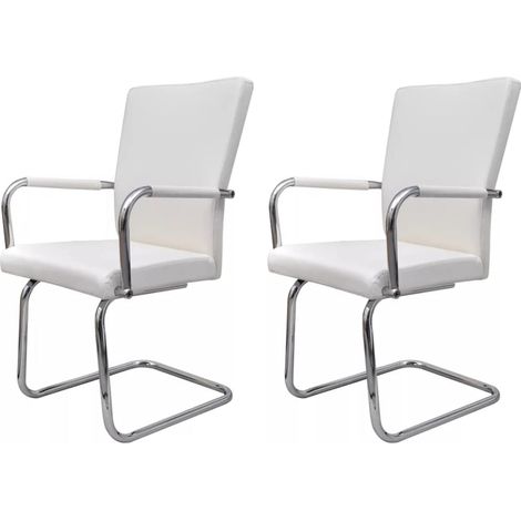 Conjunto de 2 sillas cantilever comedor cocina diseño moderno sintética blanco CDS020301