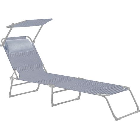 Bain de soleil WDK châssis aluminium gris clair dossier réglable pliable bleu/gris
