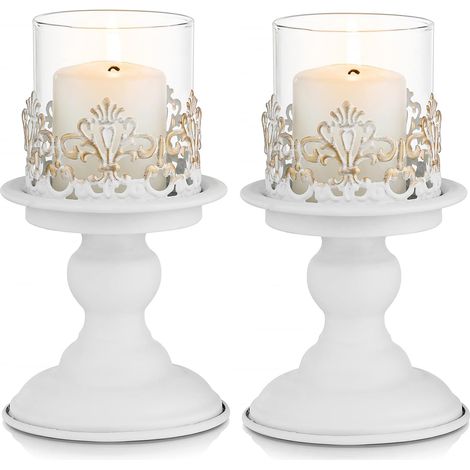 Vintage-Kronleuchter aus weißem Metall, perfekt zur Dekoration von Tischen, Kaminen, für Weihnachten, Partys, Hochzeiten und andere Anlässe.