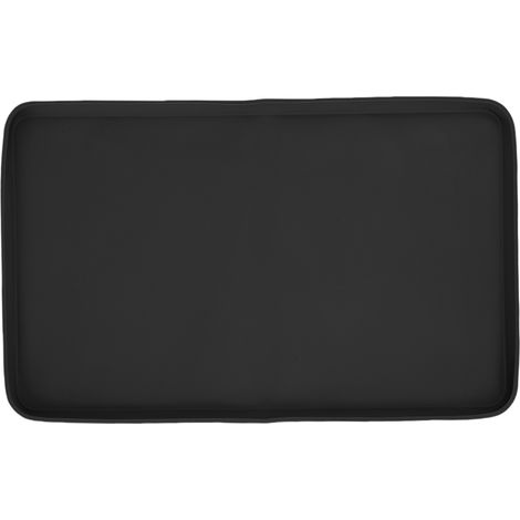 Tapis de cuisine multifonctionnel en silicone, noir, 47 x 28 cm (18,5 x 11 pouces), imperméable, résistant à la chaleur et antidérapant. (1/5)