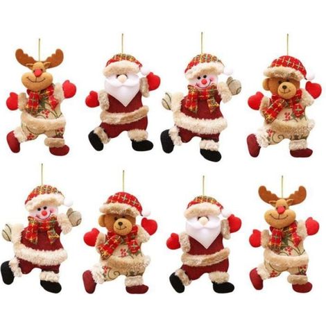 Décoration Arbre De Noël - Tissu Non Tissé - Père Noël Bonhomme De Neige Ours Renne - 12 Pièces (1/4)