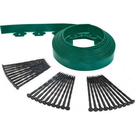 Bordurette de jardin flexible 10M - Hauteur 5 CM + 30 piquets Verte - Bordure de Gazon Pelouse - Utilisation Facile (1/5)
