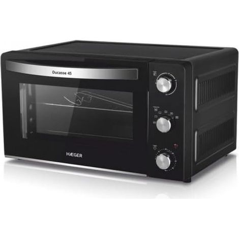 Four électrique Haeger 45 L, 5 modes de cuisson, Chaleur tournante, 230° C, Tournebroche, Minuteur 60 min, Grille réversible