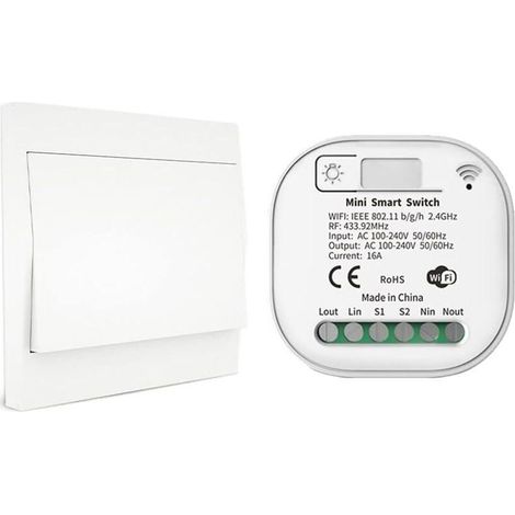 Interruptor de luz con control remoto inalámbrico RF433 y WiFi, no requiere batería, cableado ni concentrador, compatible con la aplicación Alexa Google Home Tuya Smart Life, kit de 2 interruptores y (1/4)