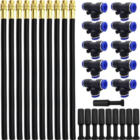 30 x Irrigation Spray Nozzles, 20 cm Mist System Mist Nozzle, T-Type Connectors, Irrigation Plugs, for Water Pipe 8 mm Outer Diameter (1/5)