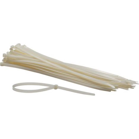 Perel Kabelbinder Nylon weiß, 100 Stück, Kabelbinder 500 x 8,8 mm, UV-beständig, selbstverriegelnd, 80 kg Zugkraft, für schwere Anwendungen drinnen und draußen