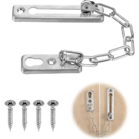 Cadena de seguridad adicional para la puerta - Sistema deslizante robusto de acero inoxidable con doble cerradura (1/5)