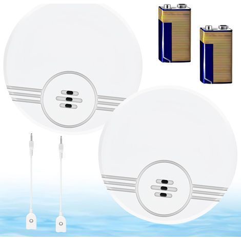 Détecteur d'eau: 2 Pièces Alarme d'Eau Avec Batterie, 135 dB Avertisseur d'Eau, Alarme d'Eau, pour Cuisines, Sols, Sous-sols, Salles de Bain, Buanderies, Garages (1/5)