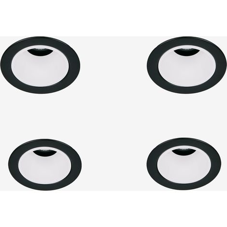 Pack de 4 downlights LED encastrables avec cadres ronds Ø5 cm en aluminium Luisiana SKLUM Noir - Blanc (1/5)