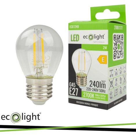 FILAMENTO PALLA DA GOLF G45 2W 2700K 240LM                                                               - Luce CALDA