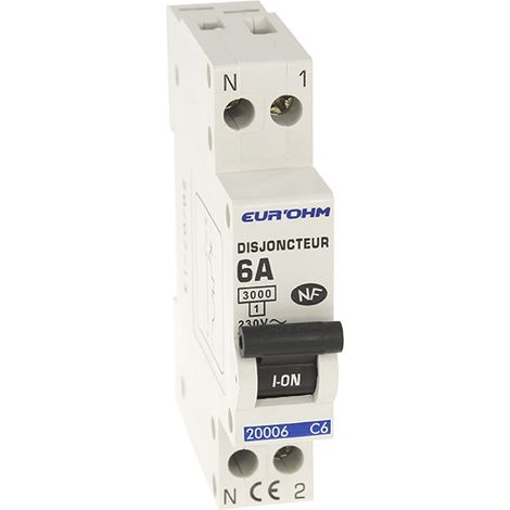 Disjoncteur 1P+N 6A NF cx vis haut/bas 3kA EUR'OHM 20006