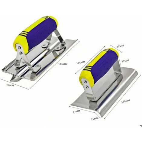 Ensemble d'outils à béton en acier inoxydable 2 pièces pour bords en béton (6 x 3 pouces, 1/2 pouce R) et couteau à rainurer (6 x 3 pouces, 1/2 pouce