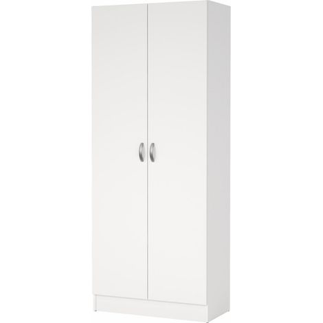 Armadio Multiuso 2 Ante Con 5 Ripiani Regolabili Mobile Salvaspazio Moderno Minimal Per Camera Ingresso Corridoio Ripostiglio Lavanderia Struttura Resistente 69.2 x 34.6 x 170.4 Cm Bianco (1/5)