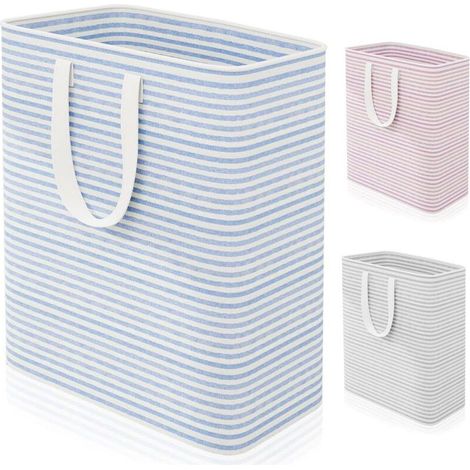 Large 100L Collapsible Laundry Hamper, Freestanding Waterproof Laundry Basket, Reinforced Handles, Storage for Clothes, Towels, Toys and Blankets, Blue (1/5)