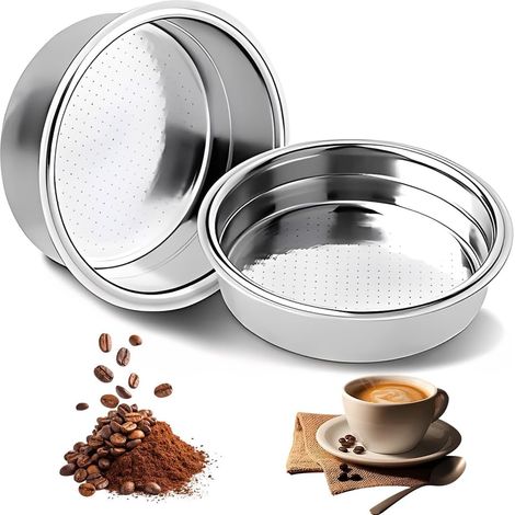 2 Pièces Filtre à café, Acier inoxydable 51mm, Panier-filtre non-pressurisé, Pour machine espresso, Usage domestique