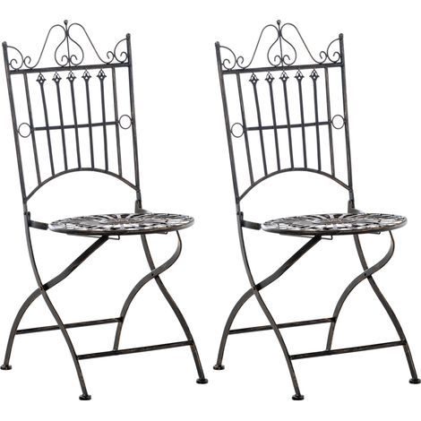 Juego de 2 sillas de jardín terraza balcón plegables en metal bronce 100003138 (1/5)
