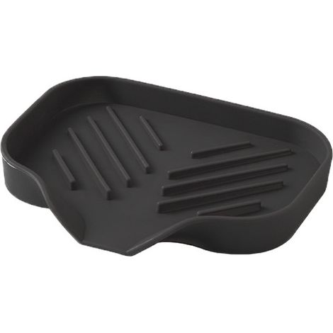 Schwarzer Schwammhalter aus Silikon, 12,5 x 10 x 1,7 cm, 1 Spülbecken-Organizer, Ablage, Seifenbürste, geeignet für Küche und Bad (1/5)