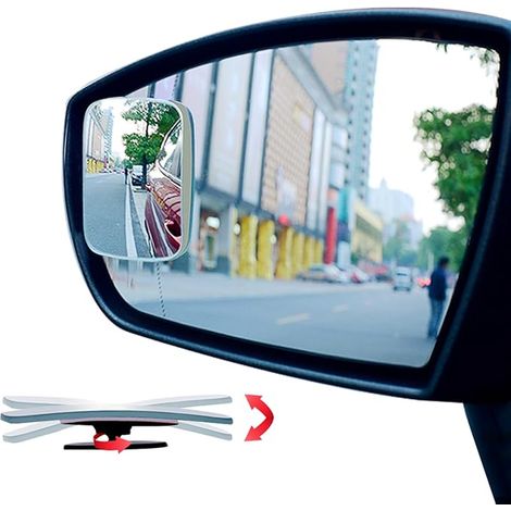Miroir d'angle mort rectangulaire verre HD sans cadre lentille adhésive ajustable convexe grand angle angle mort voiture (1/5)