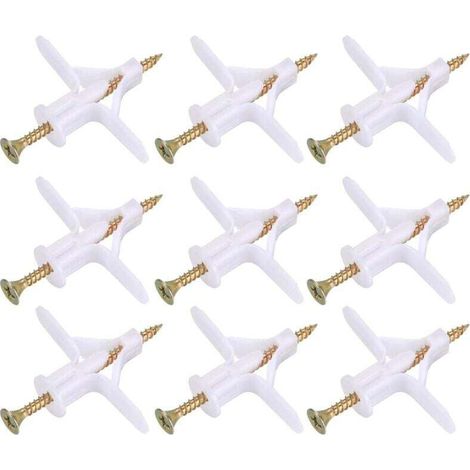 [JAMAIS UTILISÉ]100 Pièces Fixations pour Plaques de Plâtre (50 Chevilles, 50 Vis), Chevilles Et Vis pour Plaques de Plâtre, Ancres Chevilles et Vis pour Fixations Murales Creuses Cloisons Sèches