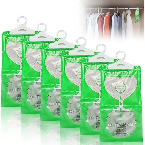Lot De 6 Absorbeurs D'Humidité Pour Penderie, Déshumidificateur À Suspendre Pour Cuisine, Salle De Bain, Armoire, Voiture[m417] (1/4)