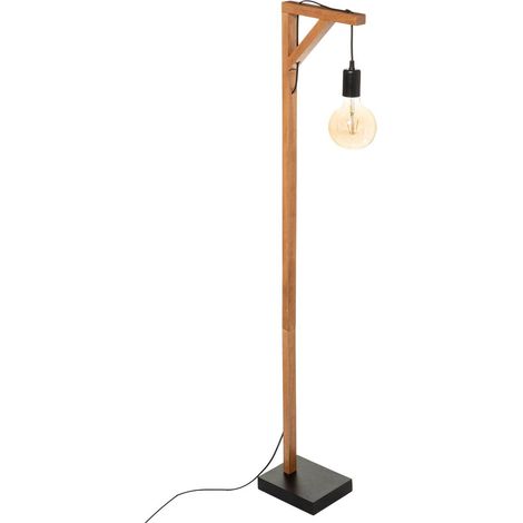 Atmosphera – Lampadaire en bois de pin 148cm – Pied en béton – Culot E27 – Pour éclairage d'ambiance moderne – Compatible ampoules 25W