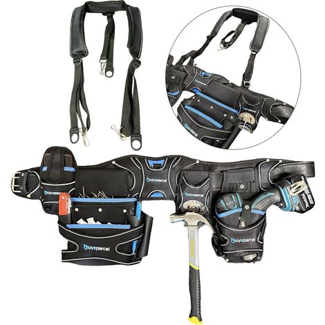 BAP 5PC Heavy Duty Champion Tool Belt & Braces Set Pouch Holster Holder Black (1/5)