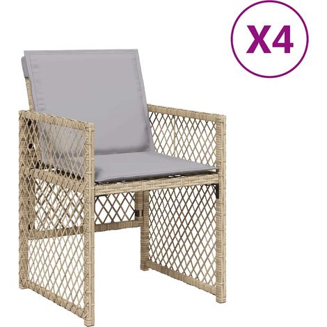 Maison Exclusive - Gartenstühle mit Kissen 4 Stk. Beigemischung P