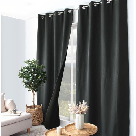 Rideau thermique FJORD 140 x 240 cm – Toile polyester – Doublure polaire noire - 140x240cm - Gris anthracite (1/2)