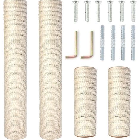 Griffoirs de Rechange en Sisal Naturel pour Chat - Diamètre 7cm- avec M8 Vis incluses- White (40cm+40cm+20cm+20cm) (1/5)