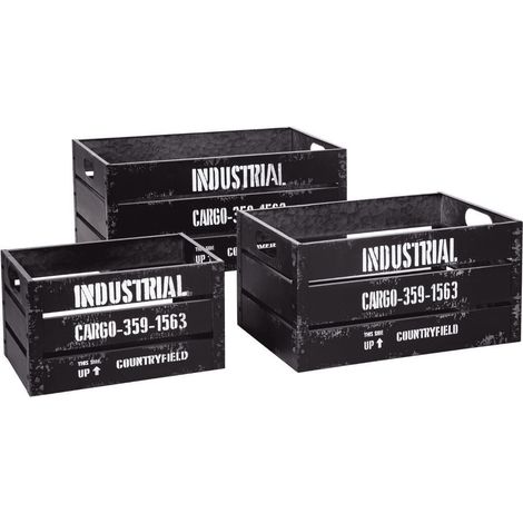 Juego de 3 cajas Indus - metal - negro - Atmosphera créateur d'intérieur (1/3)