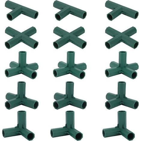 Lot de 15 connecteurs de cadre de jardin de 16 mm, 5 types de supports stables pour supports de fleurs et serres (1/4)