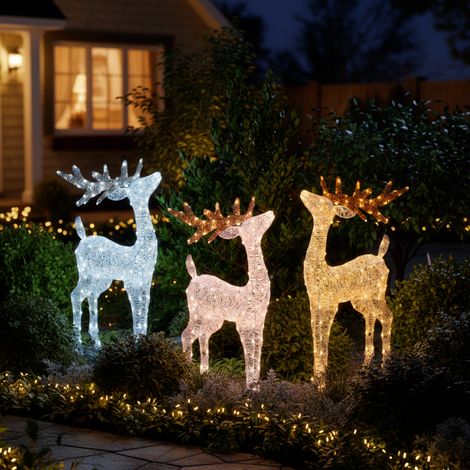 Renna con testa alzata in acrilico trasparente con 200 LED e 3 colori, h 95 cm (1/5)