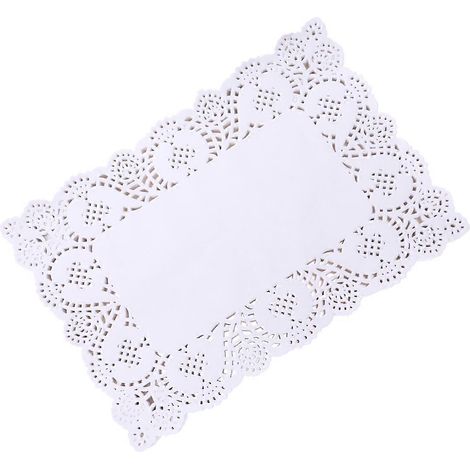 Papier absorbant pour aliments frits et pâtisseries, motif dentelle rectangulaire, 23 x 16 x 0,1 cm, lot de 140 pièces (1/5)