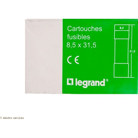 Cartouche industrielle cylindrique Legrand 8.5x31.5mm avec voyant 2A 10 pièces