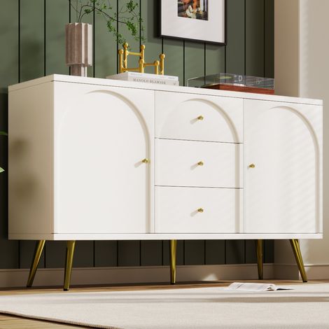 Cassettiera 140x40x84 cm color crema con 2 ante e 3 cassetti - FLORAGRACE (1/5)