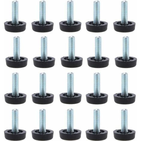 LaBlanc - Confezione da 20 piedini di livellamento per mobili - M8 x 24 mm, protezioni per gambe da tavolo regolabili con gambo filettato, 24 mm, piedini di livellamento per mobili avvitabili (1/5)