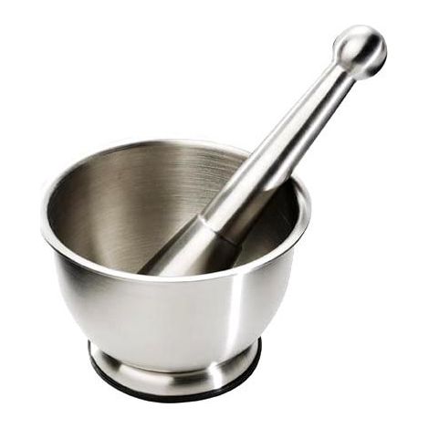 Mortier de 12 cm avec presse-purée BOX en inox et caoutchouc BOX 1