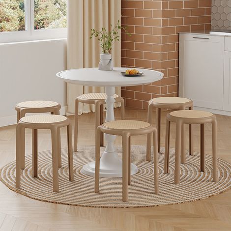 6 PCS Plastic Backless Stacking Stool (1/3)