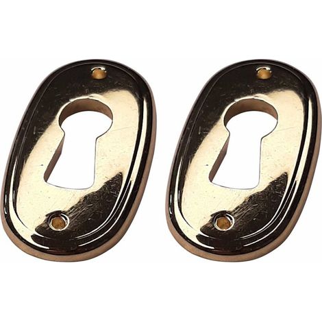 2x Entrée de clé modèle ovale 21 x 38mm en zamac doré Clef Meuble DIY Serrure Verrou Restauration Rénovation Or (1/3)