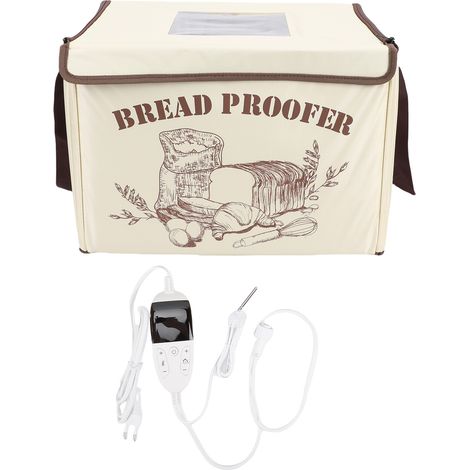 Boîte de levée de pain pliante, étuve de pâte chauffante à 3 côtés avec minuterie de contrôle de température de 50 à 113 °F pour la cuisson au levain, pizza, yaourt, prise ue 220V (1/5)