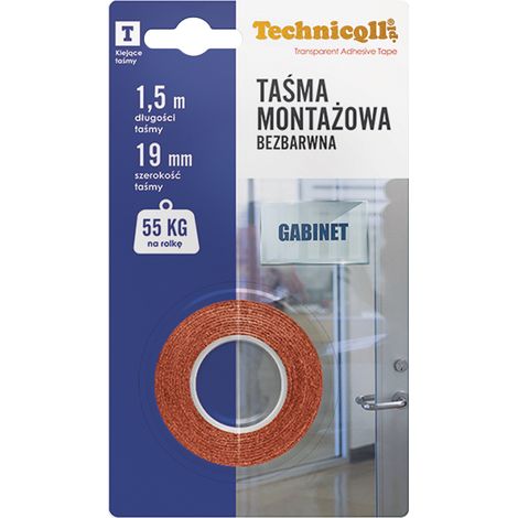 Nastro biadesivo trasparente Technicqll 1,5/19 mm - T-680