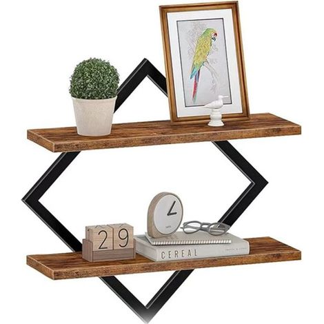 Étagère murale flottante – Meuble de rangement – Étagère suspendue – Convient pour le salon / la cuisine / le bureau – Bois – Noir (1/5)